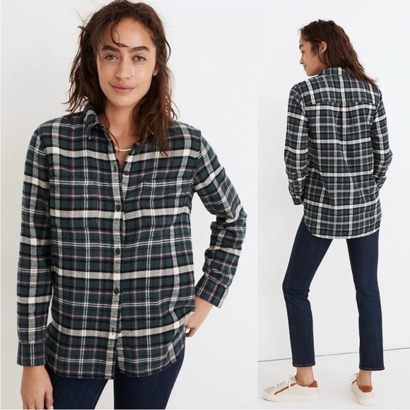 Madewell Flannel Classic Ex-Boyfriend Shirt in Baywood Plaid size medium - Picture 6 of 6